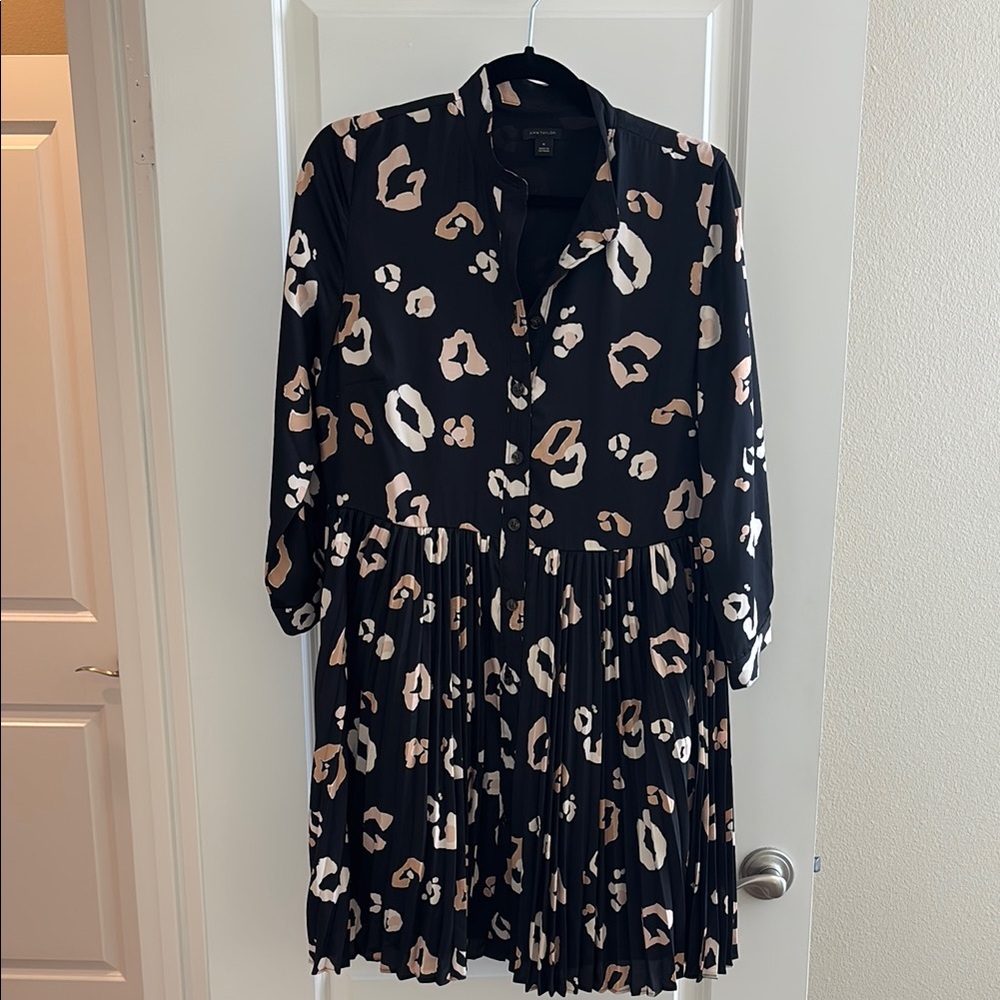 Ann Taylor Black and Tan Leopard Print Dress